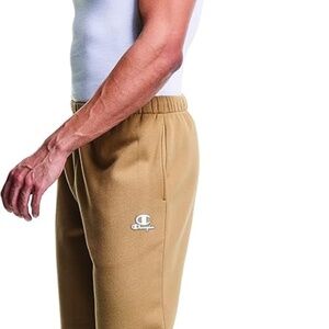 New Champion Men's Classic Fleece Pants Joggers Embroidered Logo 31" Khak size M